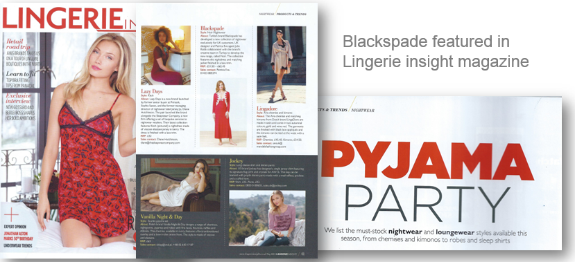 Blackspade Nightwear featured in lingerie insght