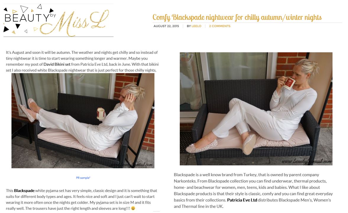 Blackspade Nightwear review beauty by Miss L blog