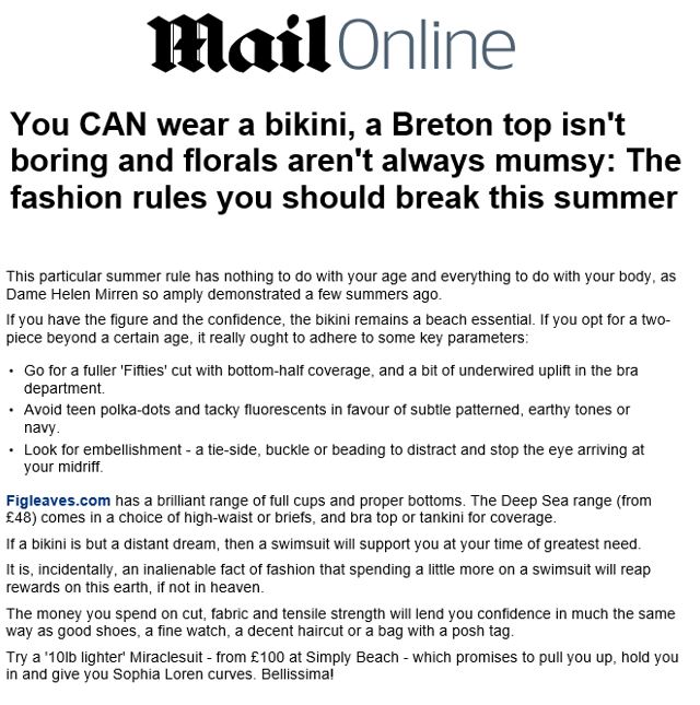 Mail on Line -You can wear a bikini