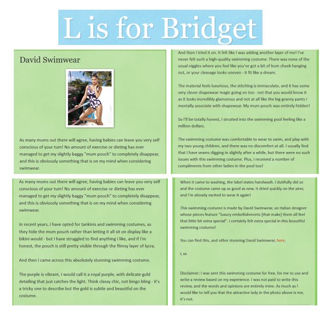 David Swim L is for bridget