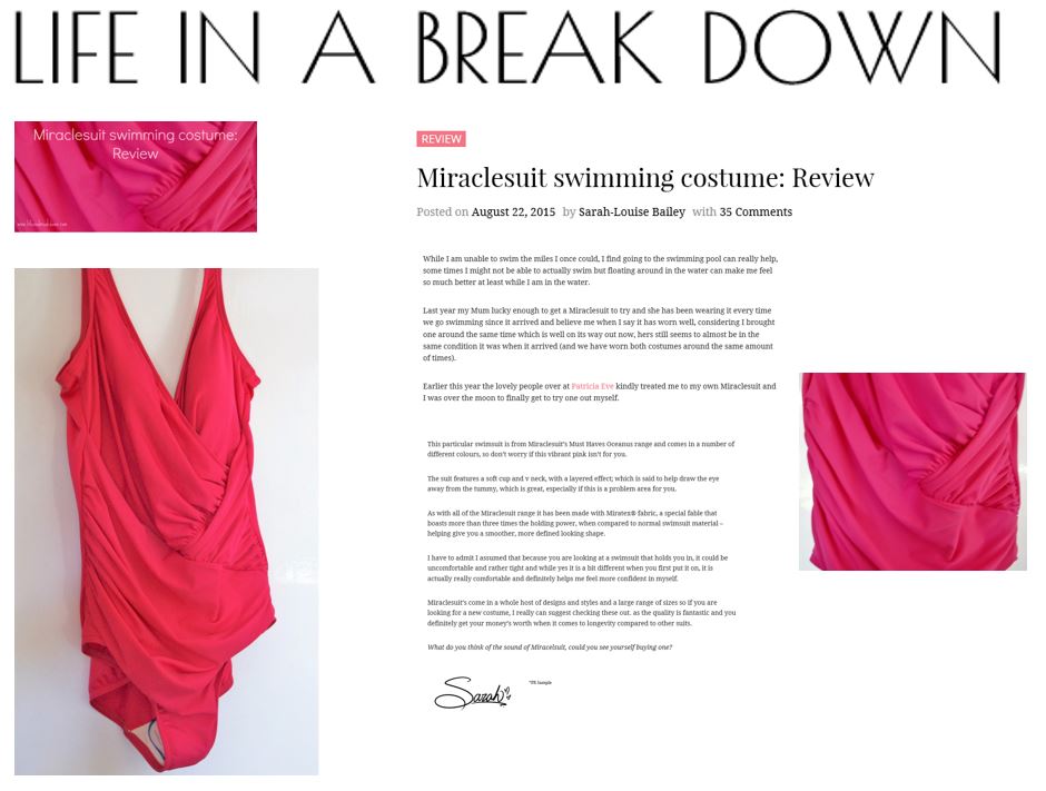 Miraclesuit Review - Life in a breakdown blog