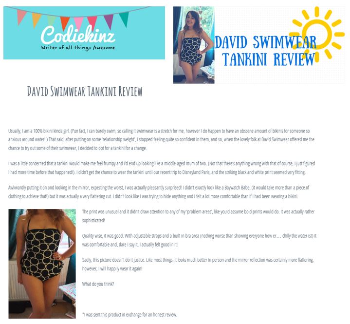 David Tankini review - Codikinz