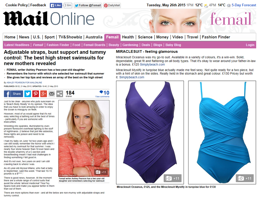 Micaclesuit swim featured in daily mail