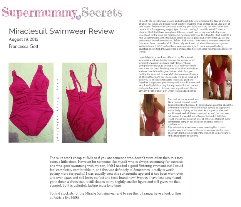 Miraclesuit blog review supermummysecrets